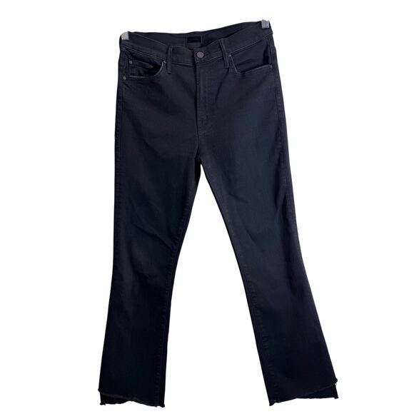 MOTHER Denim - Mother The Insider Crop Step Fray Jeans in Not Guilty Black Mid Rise Size 29